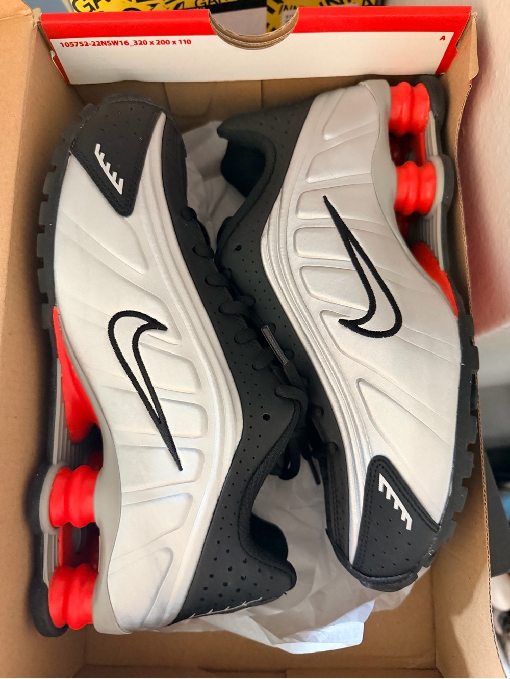 Nike Kids Silver, Black & Red Shox Sneaker